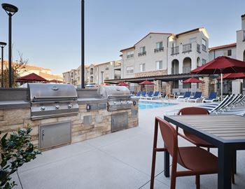 Patio lounge with fireplace & bbq grills